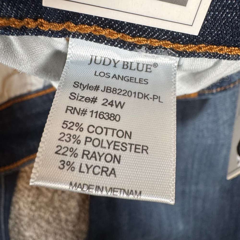 Judy Blue Jeans Women's 24W Skinny Fit Dark Wash Denim Pants Raw Hem - Picture 7 of 12